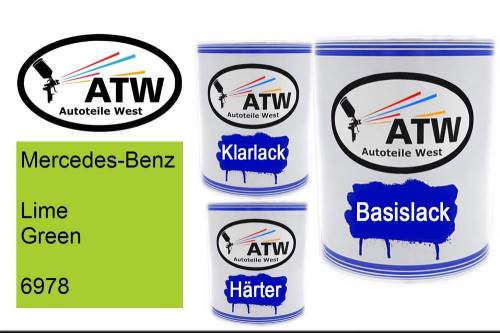Mercedes-Benz, Lime Green, 6978: 1L Lackdose + 1L Klarlack + 500ml Härter - Set, von ATW Autoteile West.